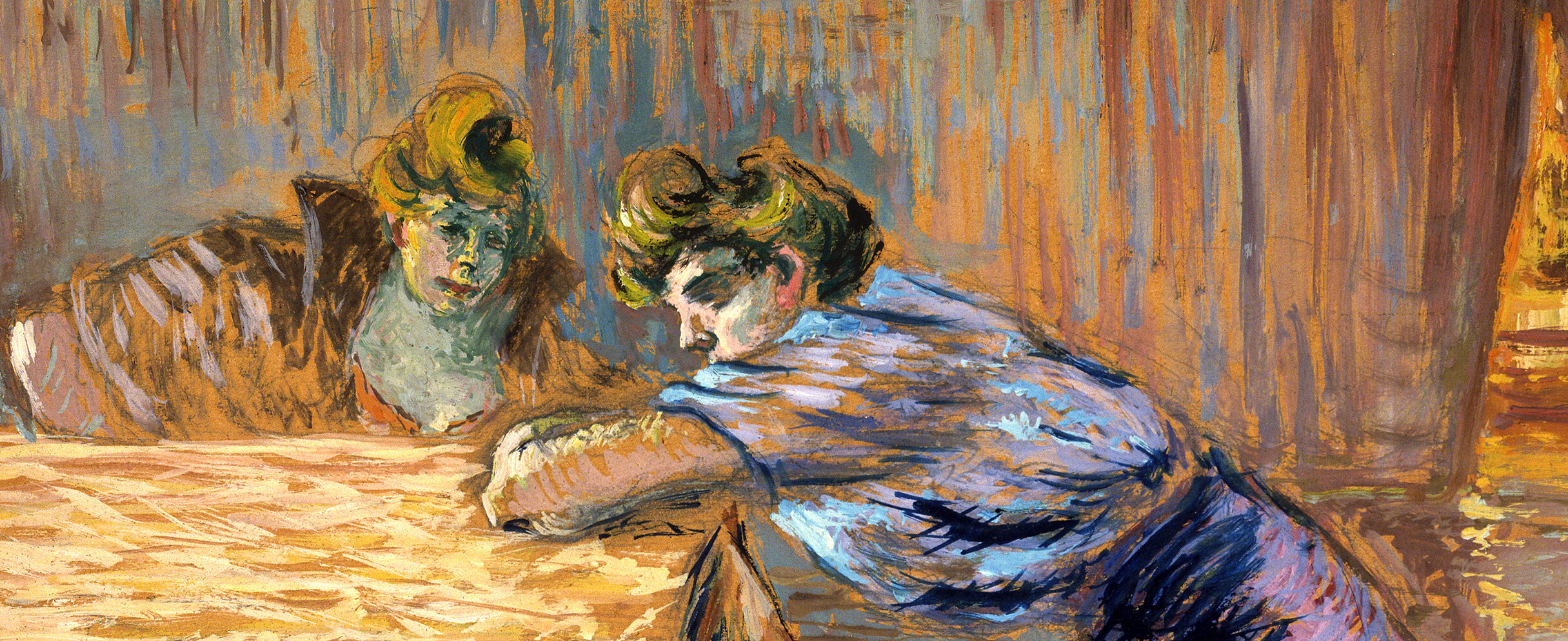 Zeichnung von Henri de Toulouse-Lautrec zeigt zwei Frauen am Tisch.