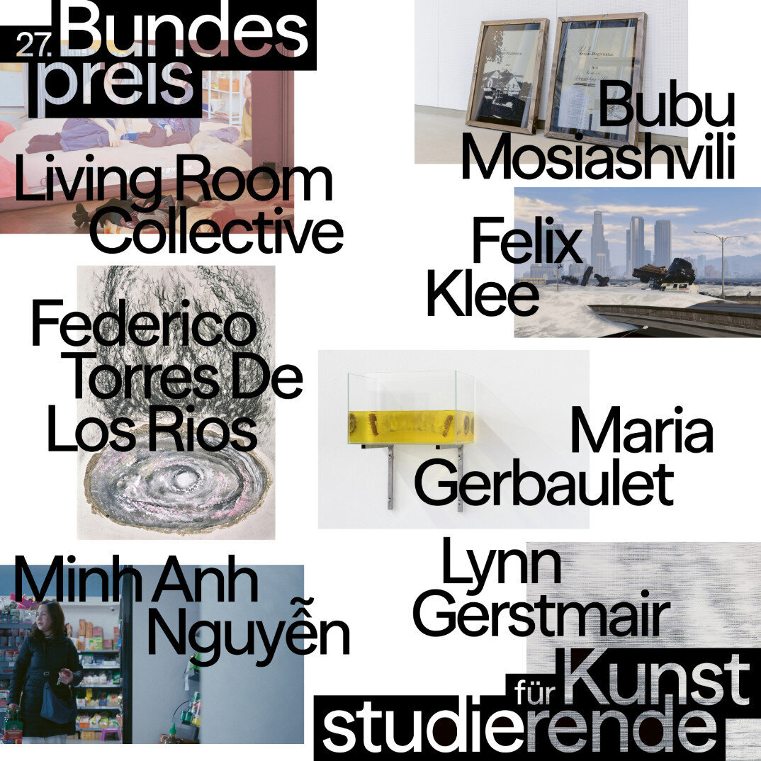 Collage of students' names and works