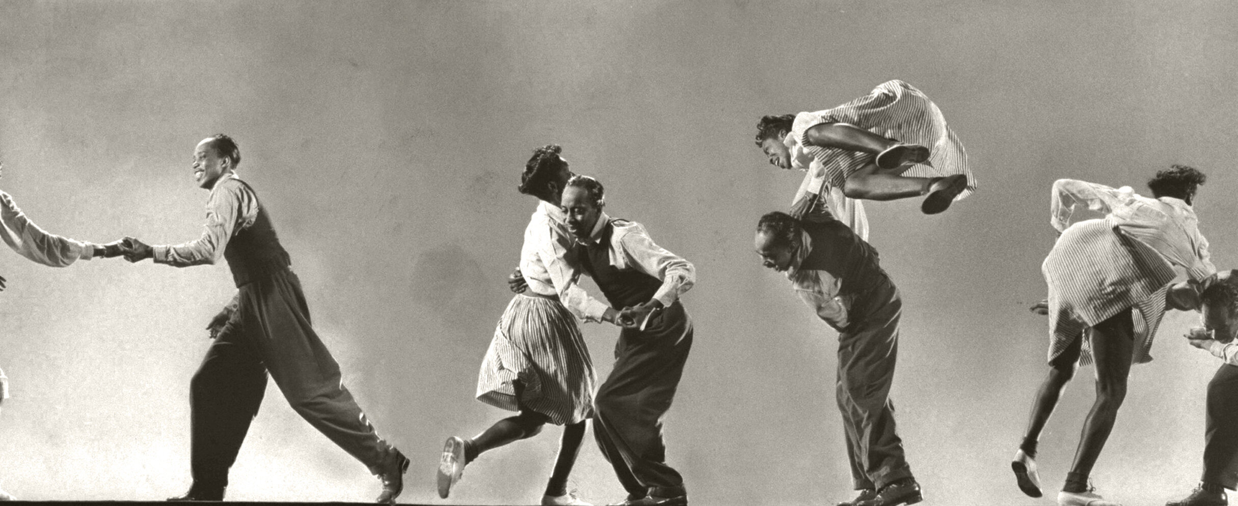 Photo: Leon James and Willa Mae Ricker demonstrate a Lindy Hop step