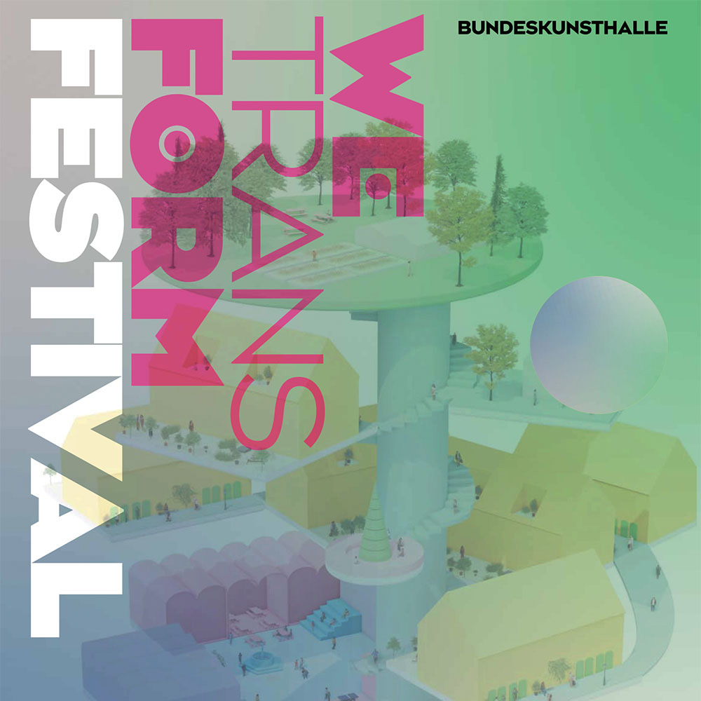 Grafik zeigt Architekturmodell verschiedener Gebäude. WEtransFORM Festival, 6. und 7. Juni