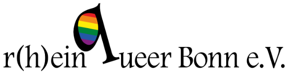 Logo von r(h)einqueer Bonn e.V., das Q bildet eine Regenbogenflagge